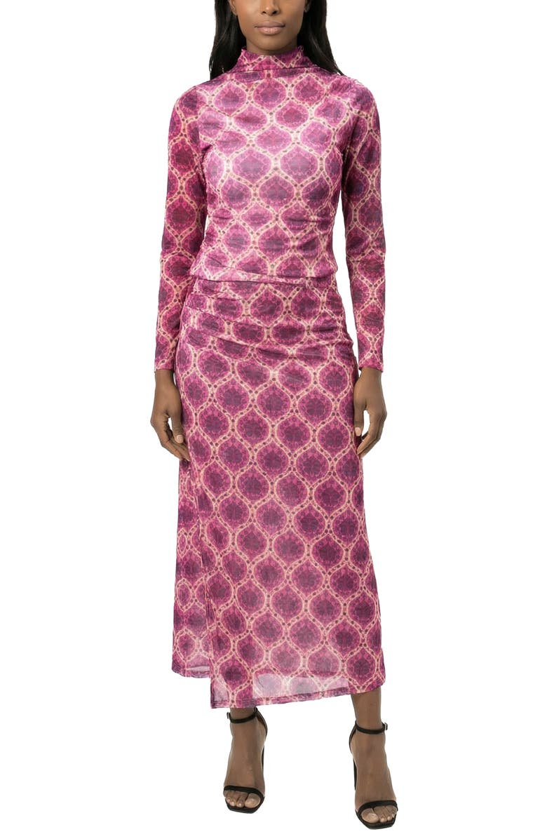 AREA STARS Mara Fleur Skirt, Main, color, Burgundy