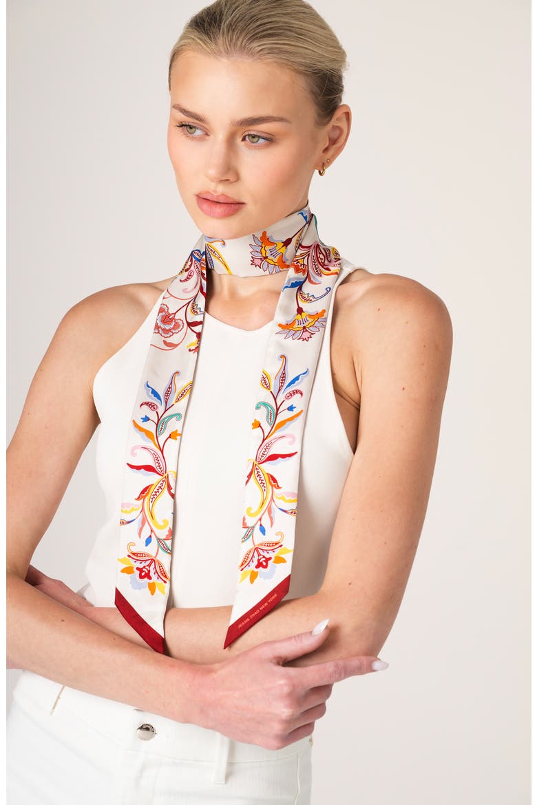 Silk Skinny Scarf Terra Paisley, Alternate, color, Red
