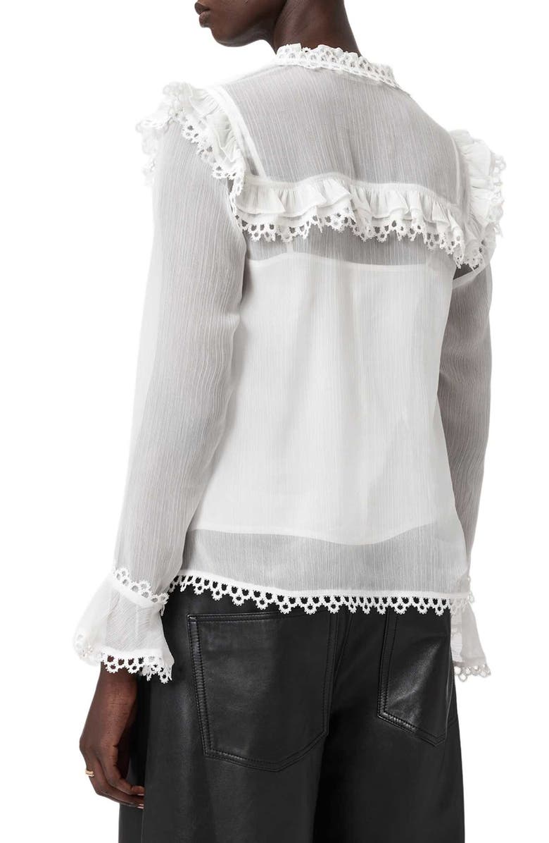 AllSaints Ciara Ruffle Shirt, Alternate, color, Vintage White