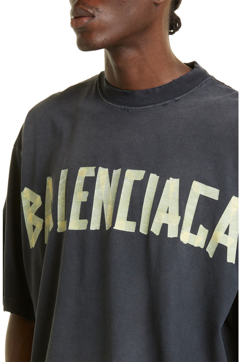Tape Logo Cotton Graphic T-Shirt, Alternate, color, WASHED BLACK