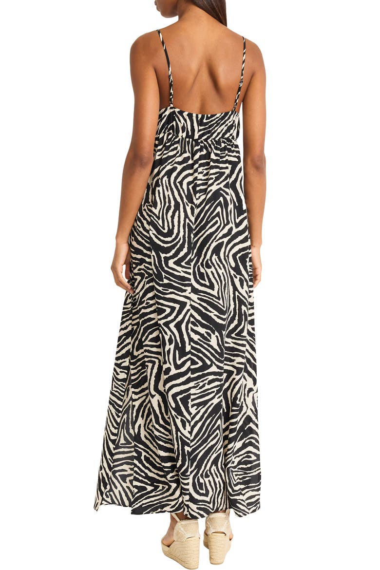 Empire Waist Maxi Dress, Alternate, color, CREAM/ BLACK