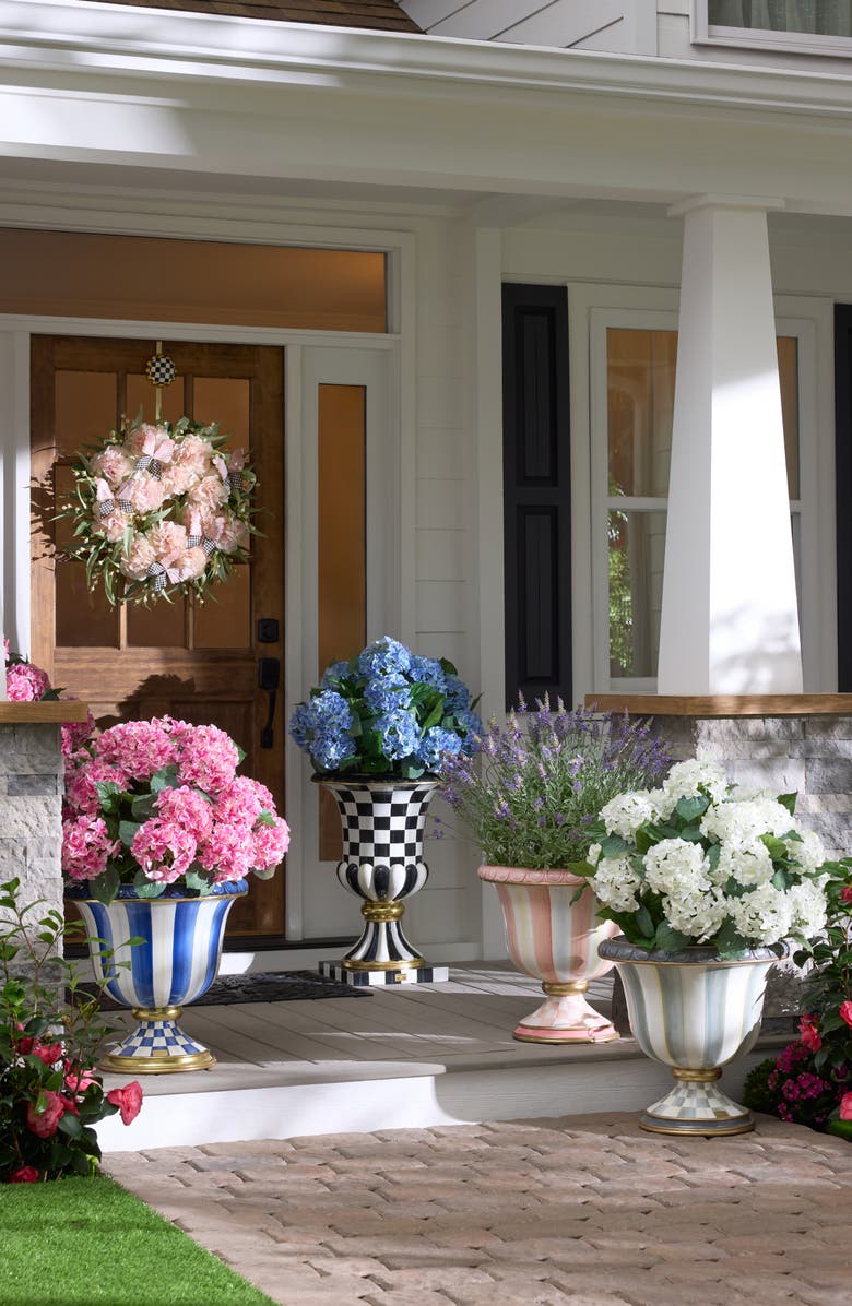 MACKENZIE CHILDS Courtly Check Pedestal Urn, Alternate, color, Black/ White