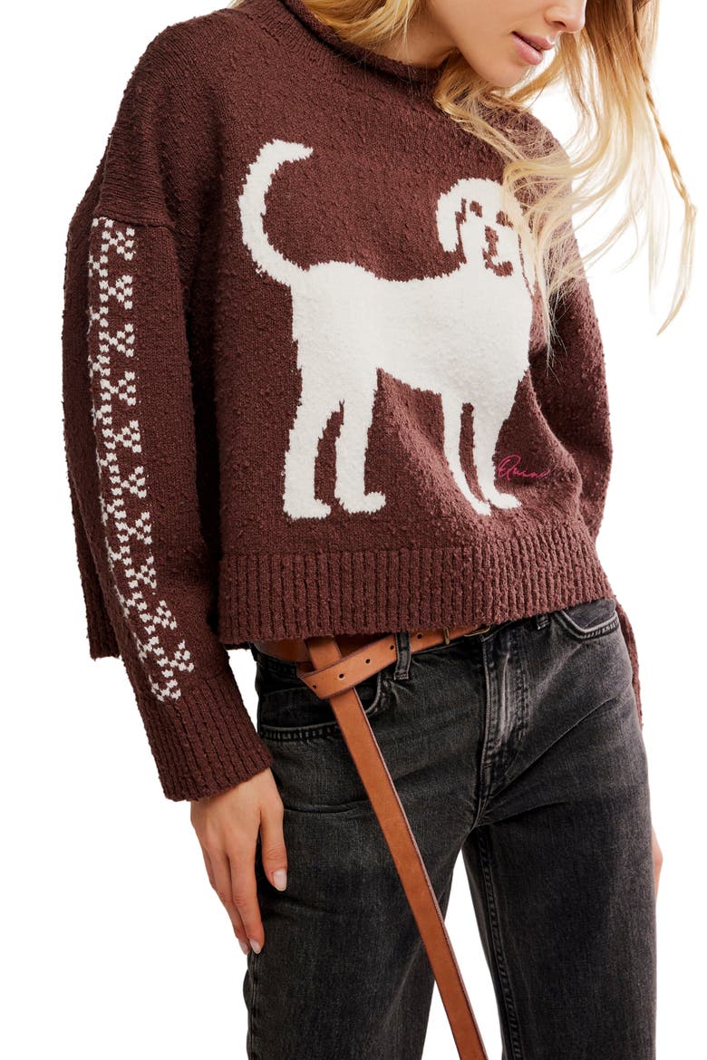 Story Book Cotton Blend Sweater, Main, color, CHOCOLATE COMBO