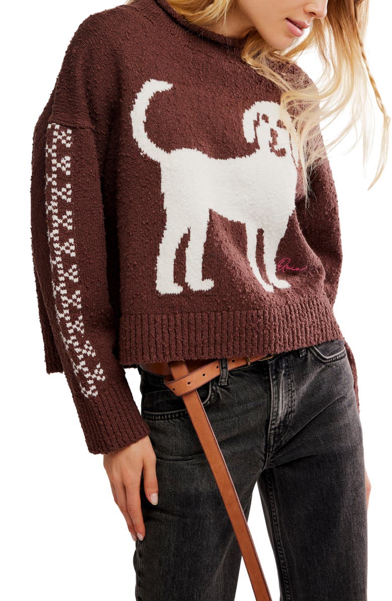 Free People Story Book Cotton Blend Sweater, Main, color, Chocolate Combo