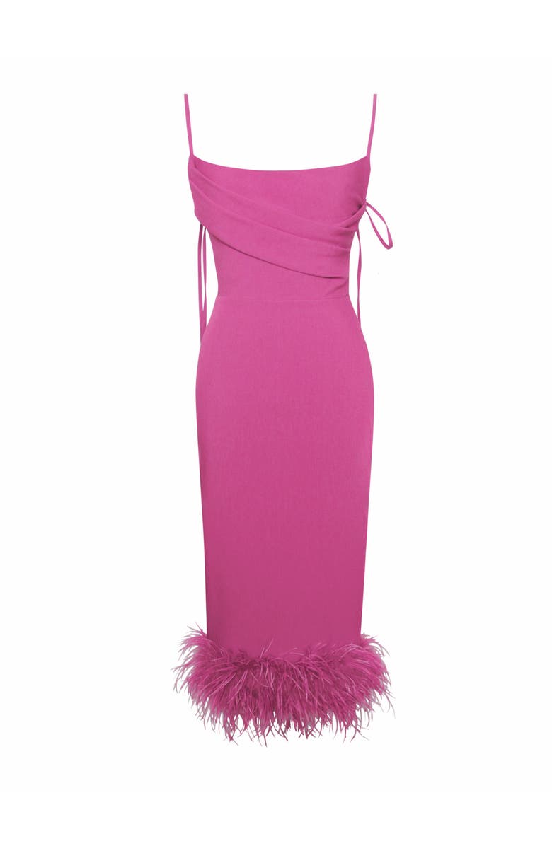 Miss Circle Fiona Feather Trim Bottom Maxi Dress, Alternate, color, Fuchsia