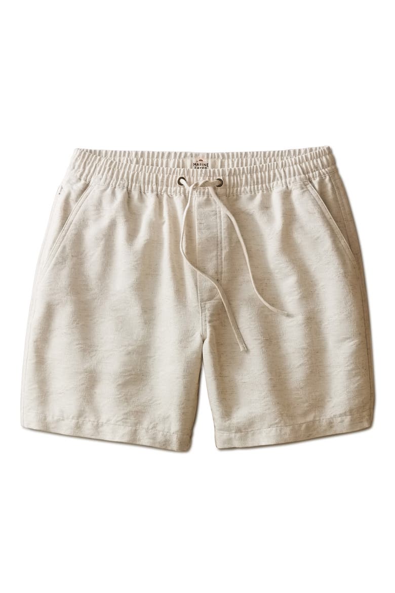 6-Inch Saturday Cotton & Linen Blend Beach Shorts, Alternate, color, NATURAL/ TAN