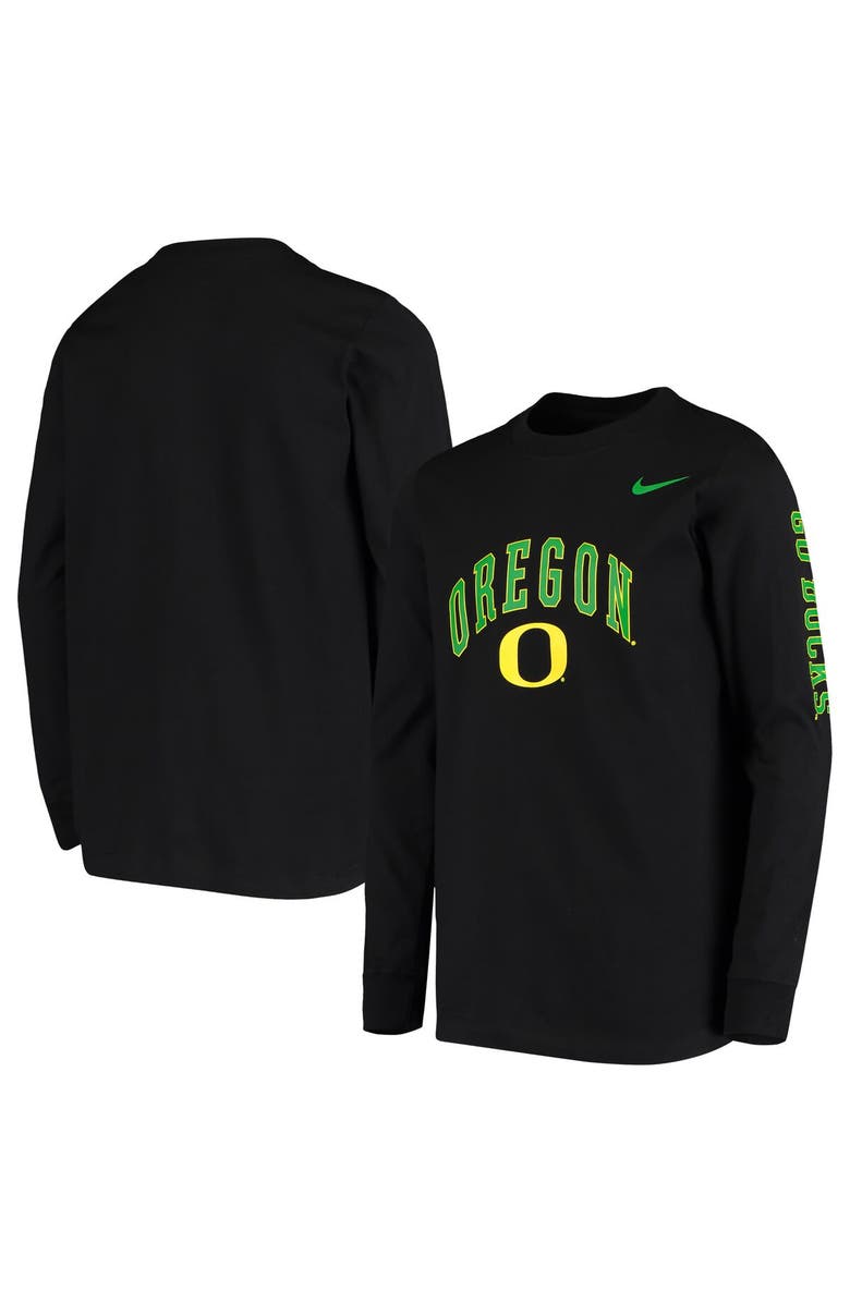 Nike Youth Nike Black Oregon Ducks Arch & Logo 2-Hit Long Sleeve T-Shirt, Main, color, Black