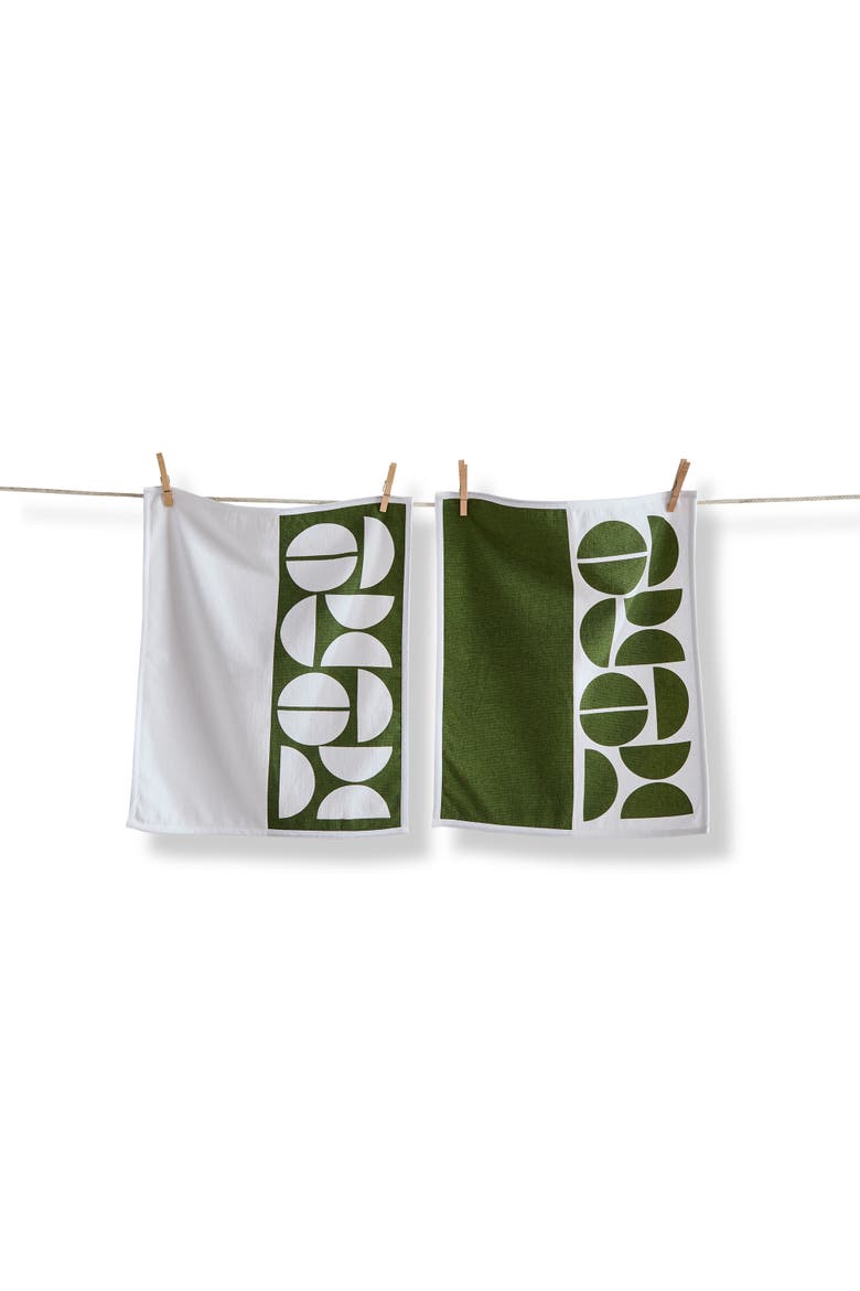 Knoll Terry Bar Towel Set of 2 Green Multi Cotton 19 x 16 in, Main, color, Green