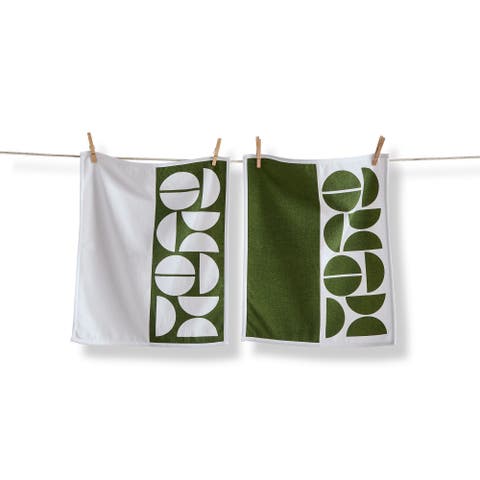 Knoll Terry Bar Towel Set of 2 Green Multi Cotton 19 x 16 in