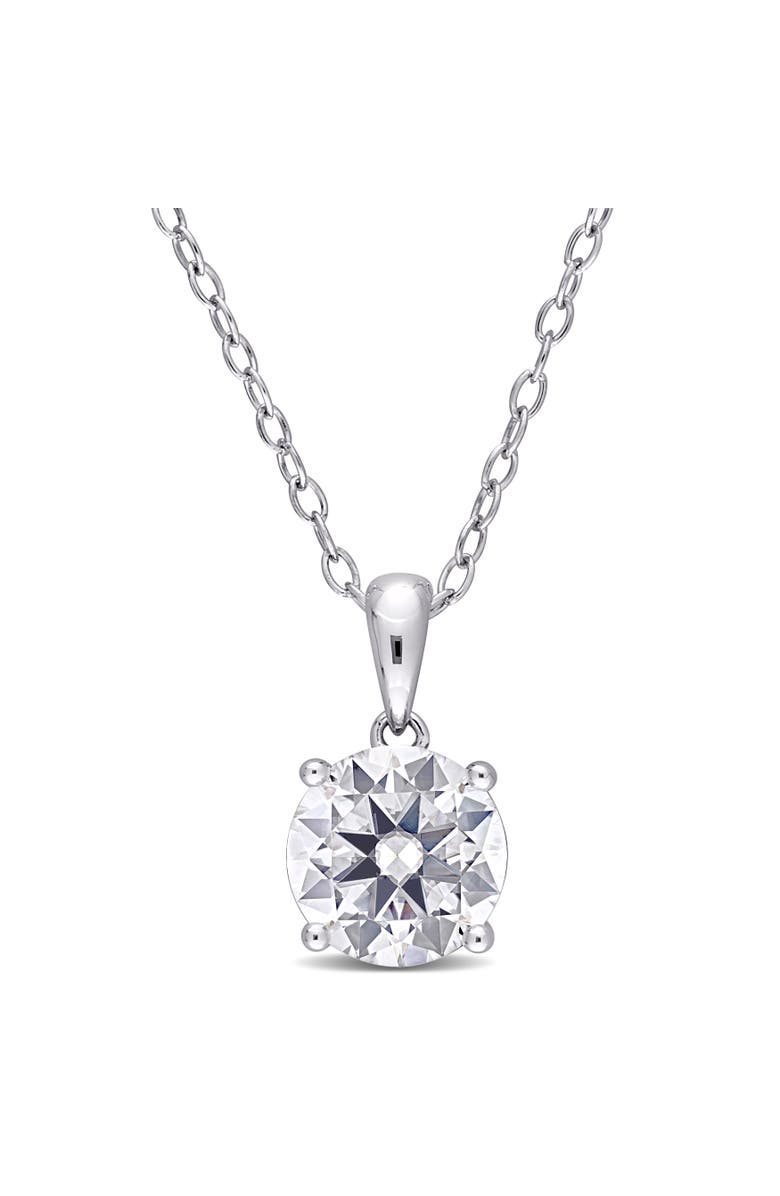 Julianna B. Moissanite Solitaire Pendant Necklace, Main, color, Sterling Silver
