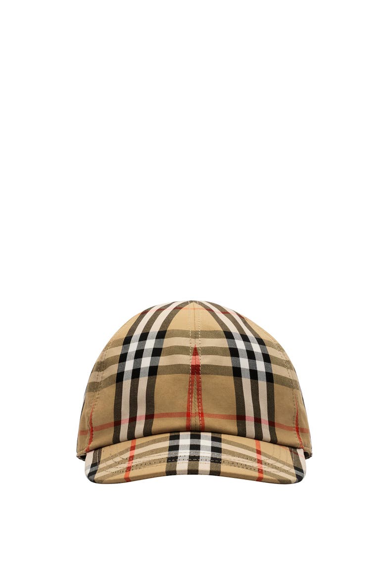 Check Cotton Baseball Cap, Main, color, Sand beige