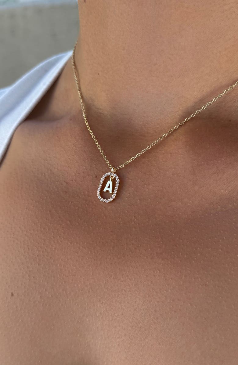 Adornia Floating Letter Initial Cubic Zirconia Pendant Necklace, Alternate, color, Gold-A