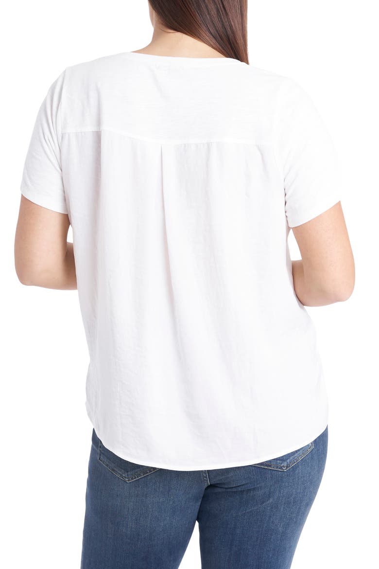 Mixed Media Knit & Woven Top, Alternate, color, NEW IVORY