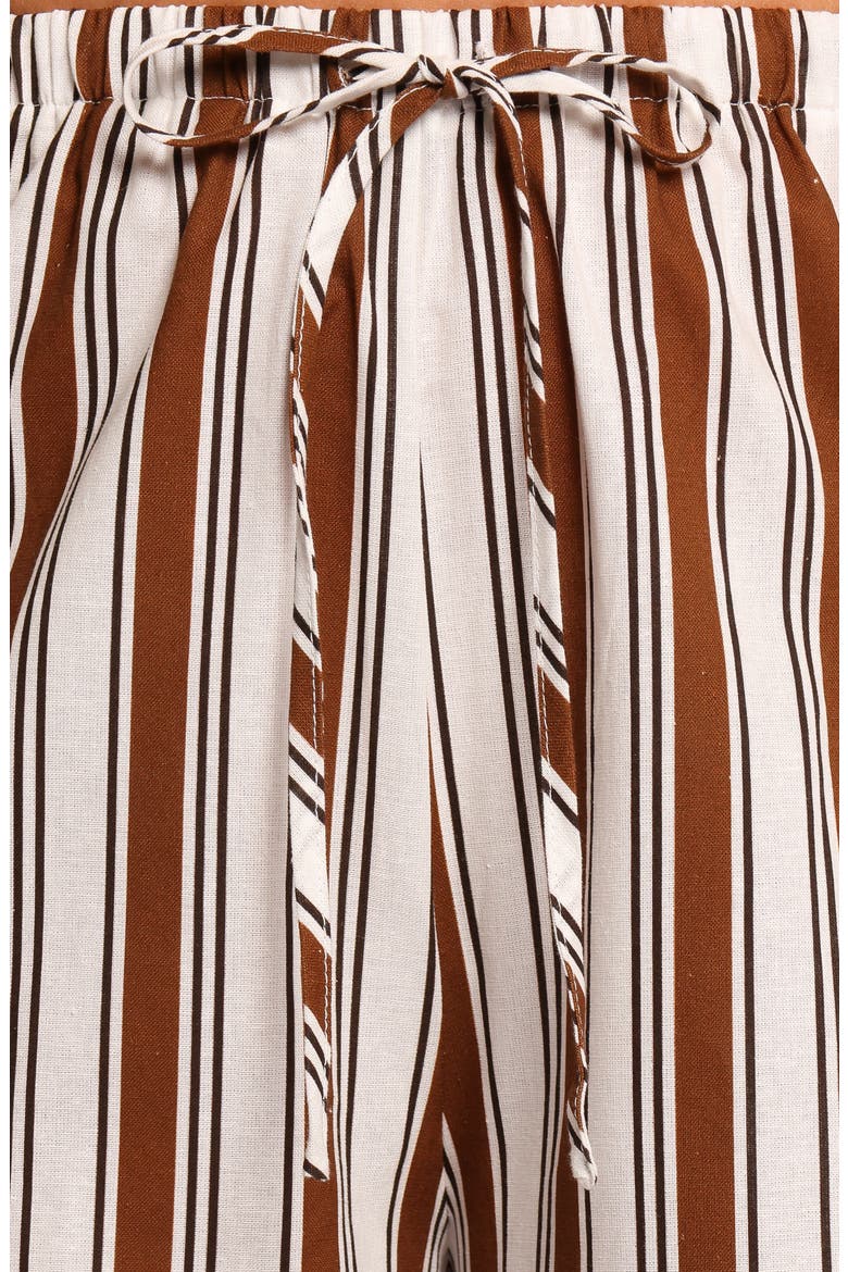 Thalia Stripe Cotton & Linen Wide Leg Pants, Alternate, color, CHOCOLATE STRIPE