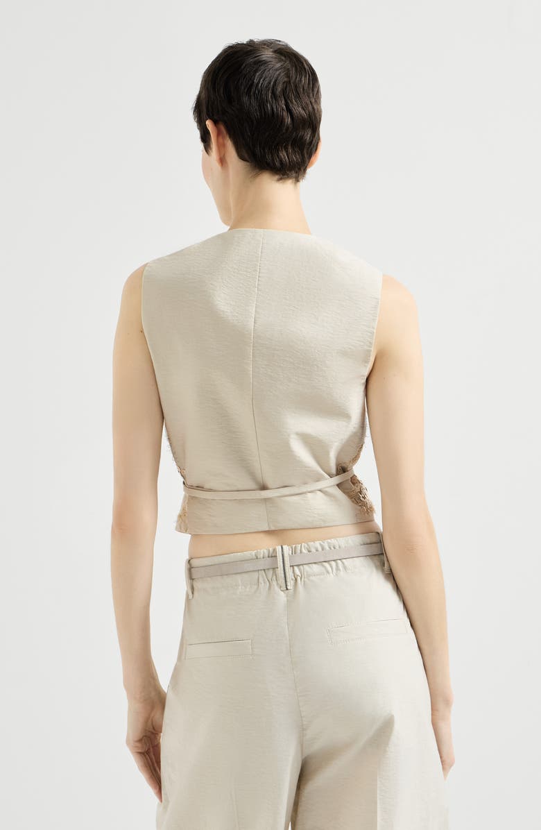 Brunello Cucinelli Vest with dazzling seabed embroidery, Alternate, color, Beige