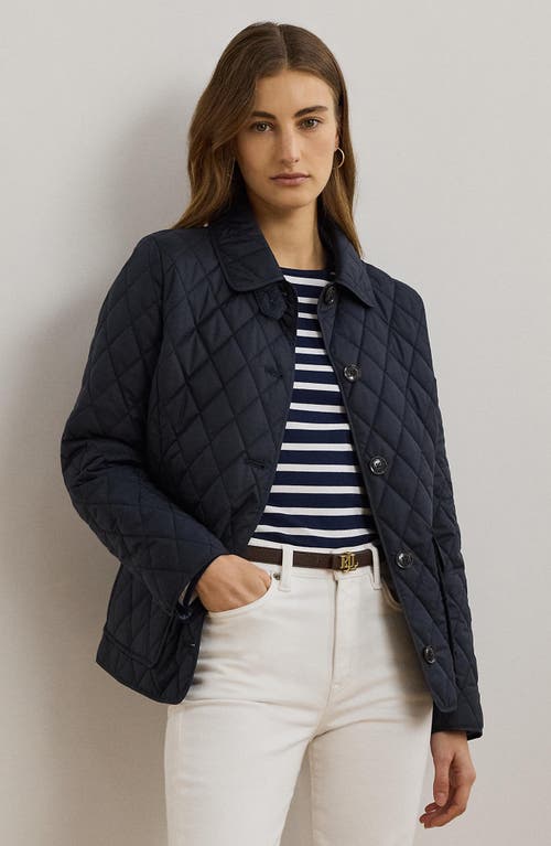 Shop Ralph Lauren Lauren  Diamond Quilted Jacket In Dark Navy