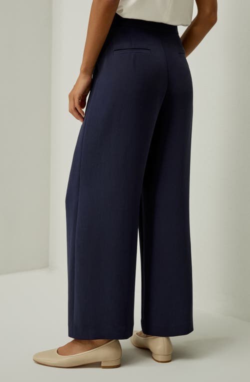 Lilysilk Silk Wide Leg Tailored Pant With Mid Rise In Royal Blue