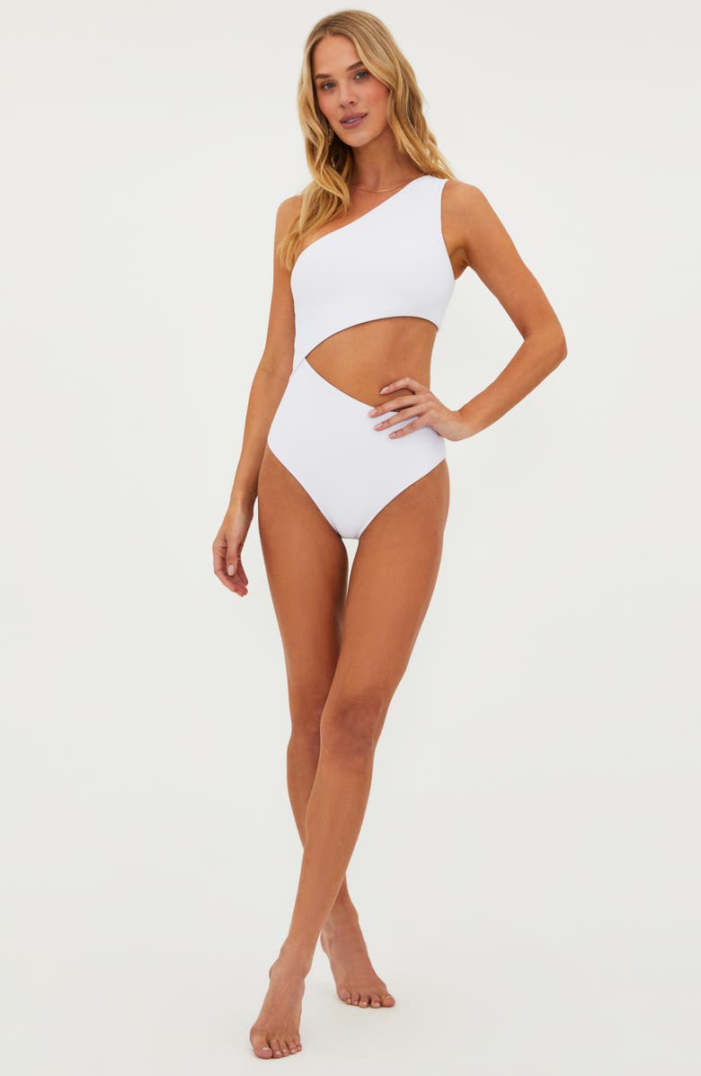 Beach Riot Celine Cutout One-Shoulder One-Piece Swimsuit, Alternate, color, White