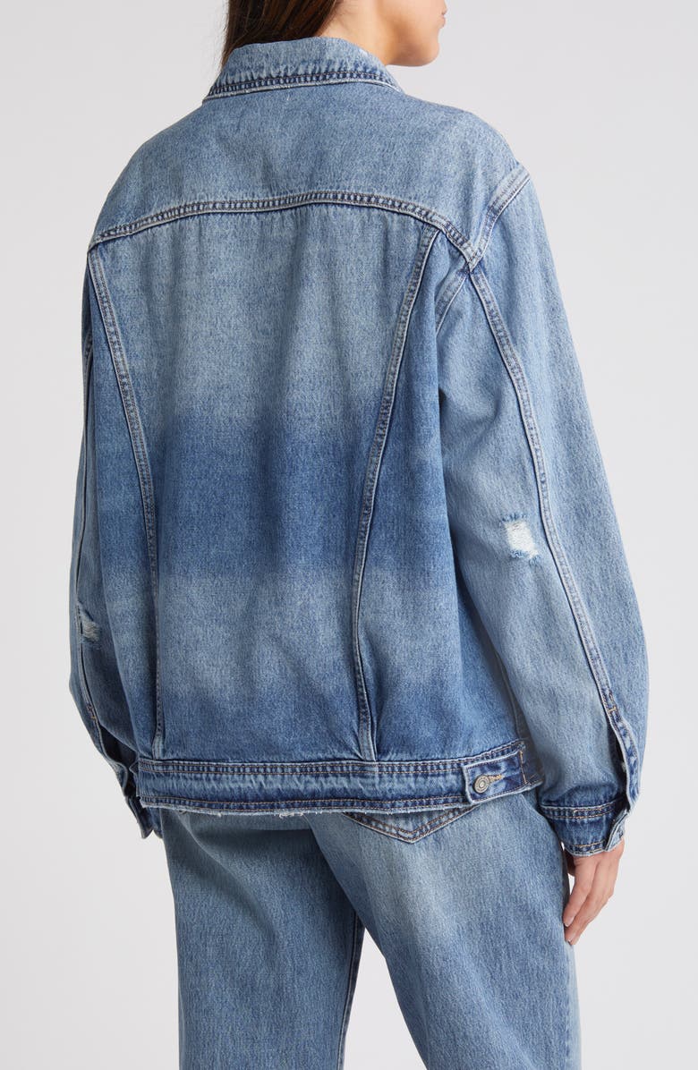 HIDDEN JEANS Clean Distressed Oversize Denim Jacket, Alternate, color,