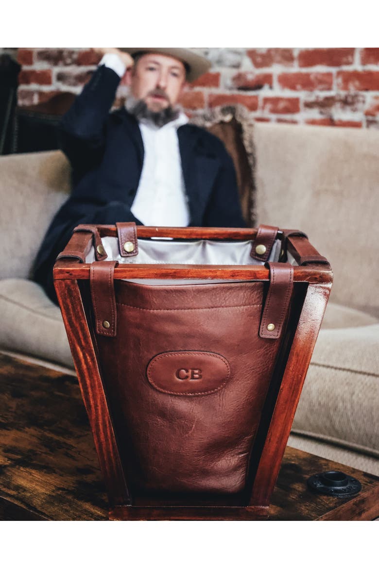 Winslow Leather Wastebasket, Alternate, color, Chocolate