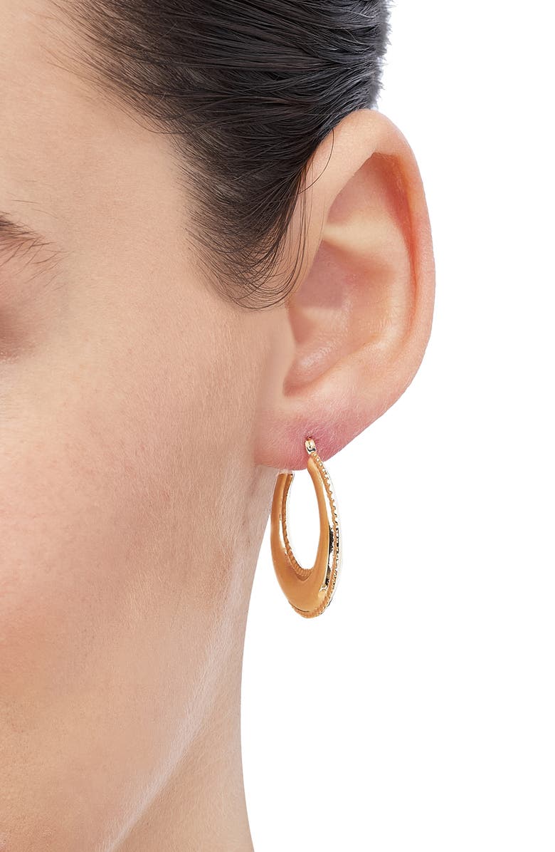 Frankie & Zoe 10K Gold Beaded Edge Hoop Earrings, Alternate, color, Yellow Gold