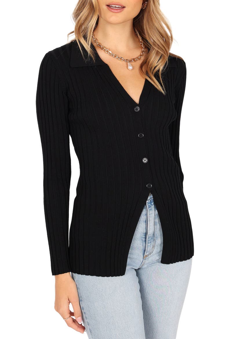 Samara Rib Cardigan, Main, color, BLACK