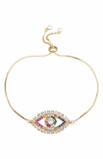 EYE CANDY LOS ANGELES Rainbow CZ Evil Eye Bolo Bracelet
