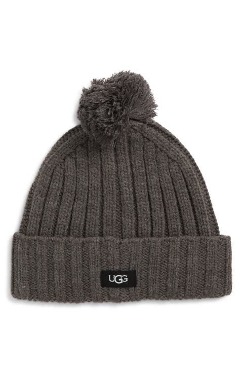 Pompom Solid Rib Knit Beanie - Unisex