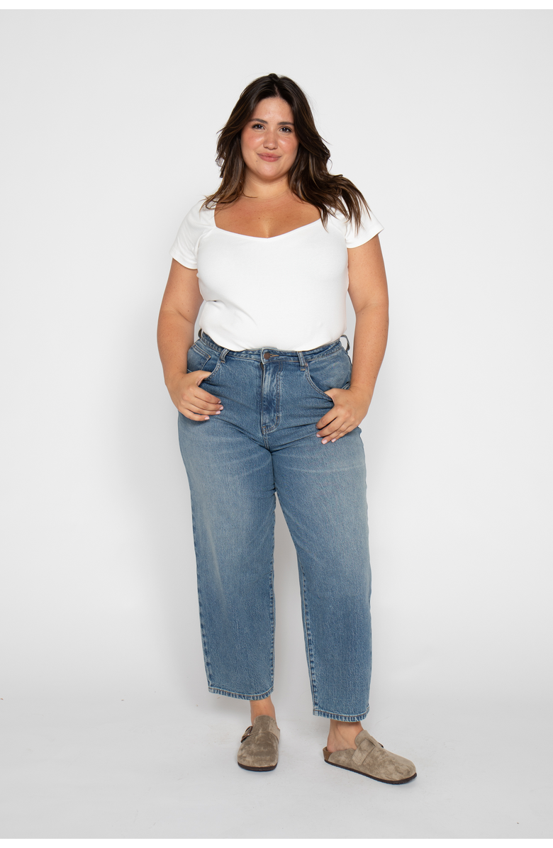OLIVER LOGAN Harlow Barrel Leg Jeans High Rise Vintage Denim Indigo, Alternate, color, Vintage Denim Indigo