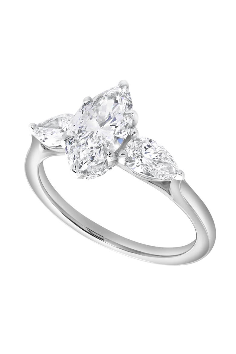Fallon 2CT Marquise & Pear Three Stone Lab Diamond Ring 14K Gold, Alternate, color, 14K White Gold