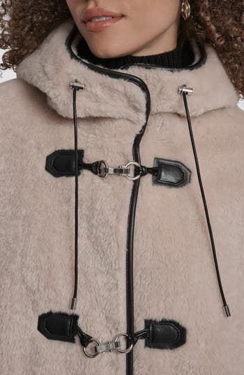 Selena Faux Shearling Trim Mixed Media Jacket