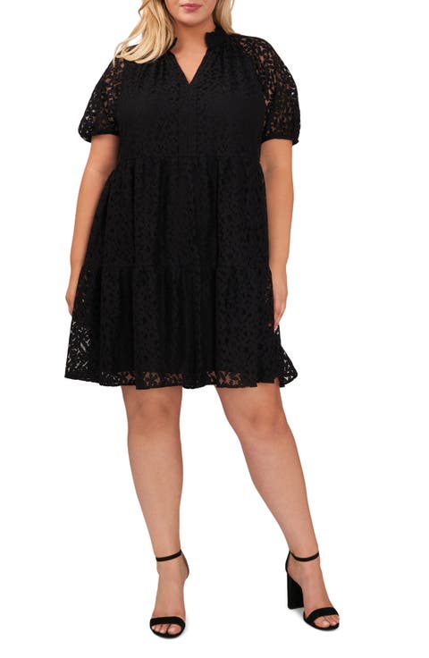 Lace Tiered Babydoll Dress (Plus)