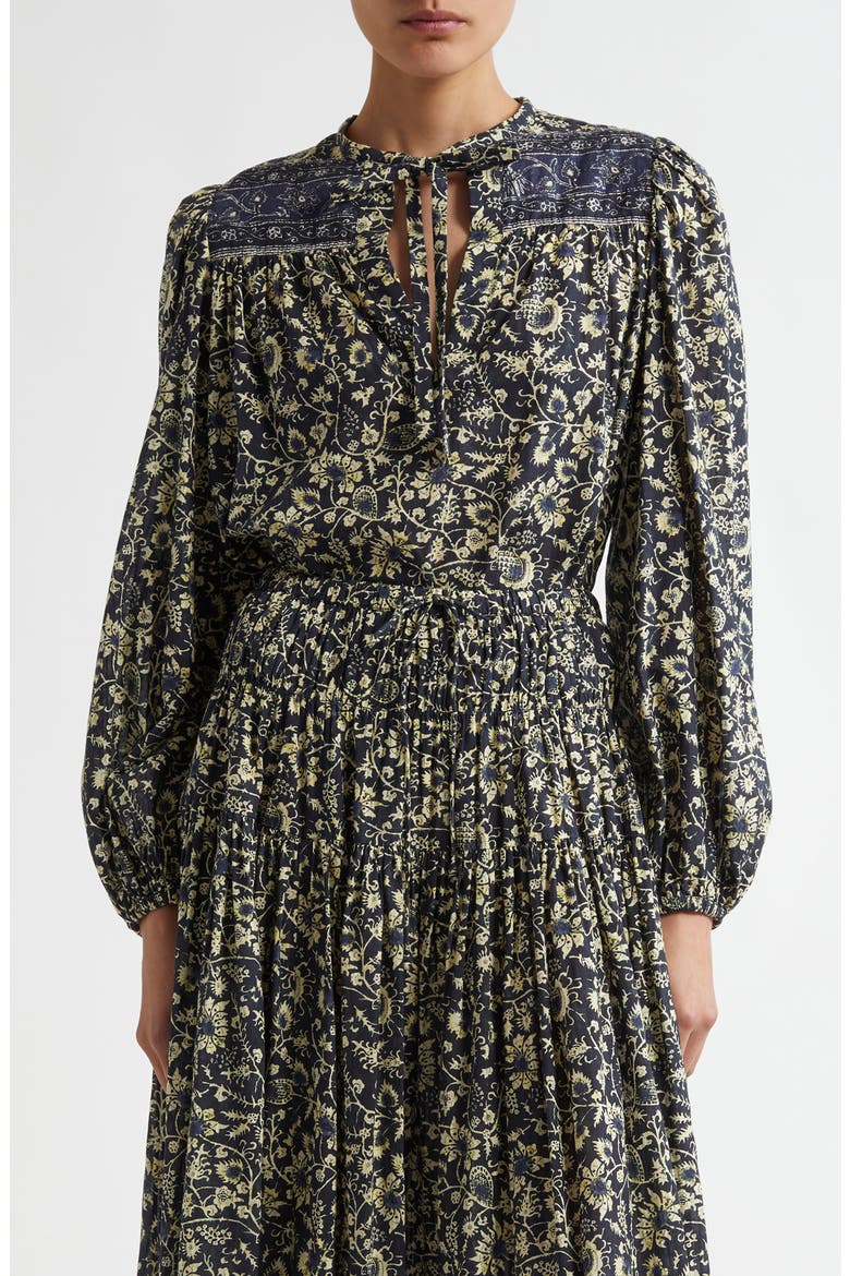 Tillie Floral Tie Neck Top, Main, color, RAVEN