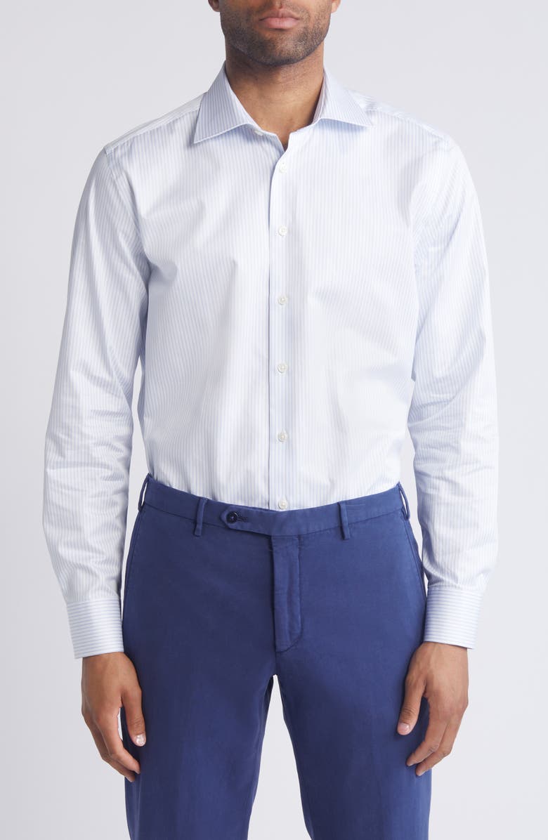 Jack Victor Brooke Stripe Dress Shirt, Main, color, Sky Blue