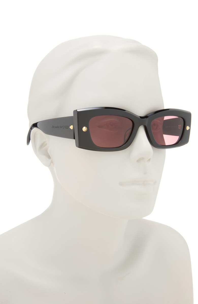 McQueen 51mm Modified Cat Eye Sunglasses, Alternate, color, Black Black Red