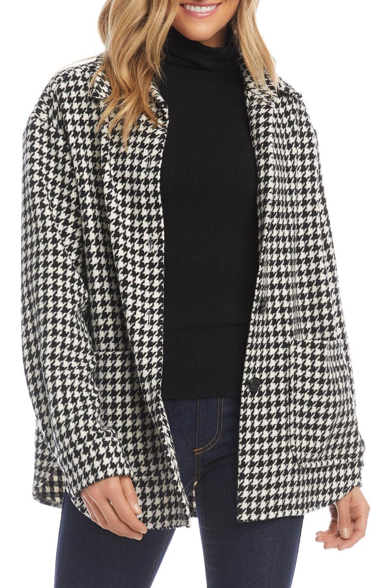 Karen Kane Houndstooth Shirt Jacket, Main, color, 