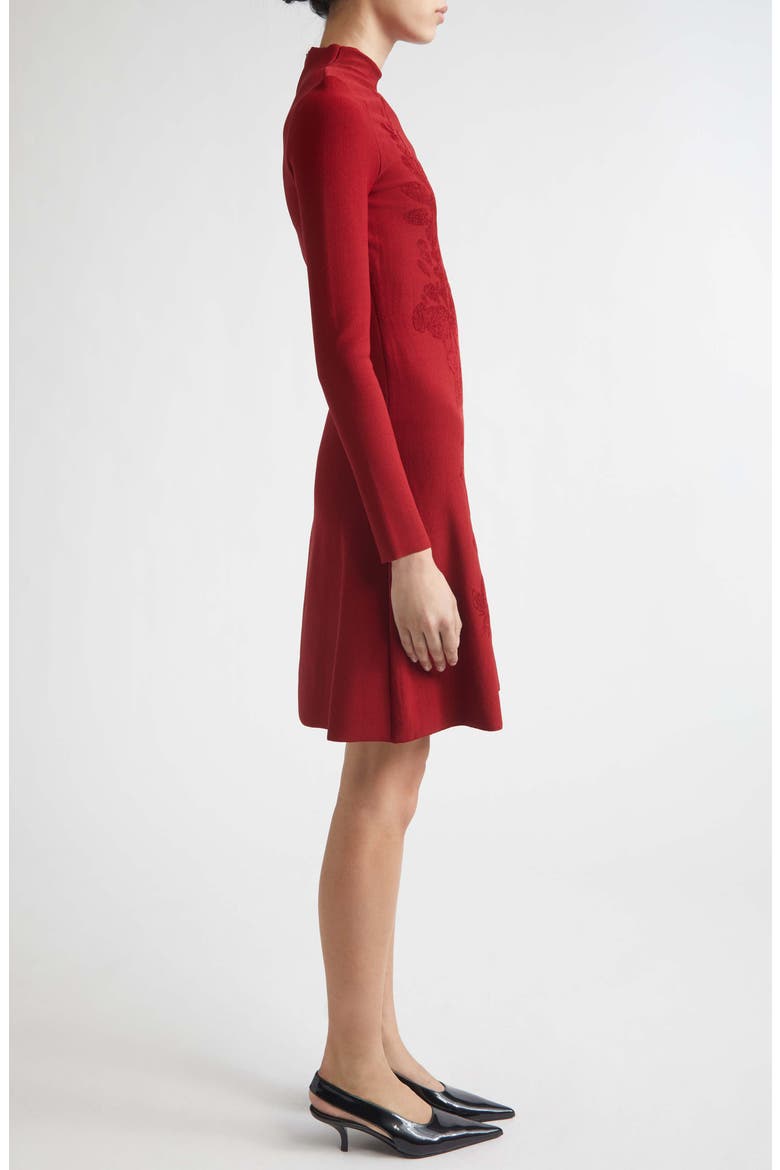 Velvet Jacquard Knit Minidress, Alternate, color, OXBLOOD