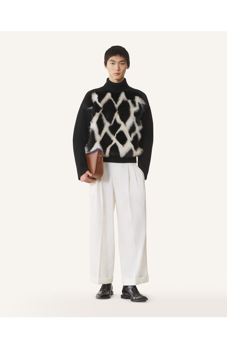 Lanvin WOOL AND LEATHER INTARSIA TURTLENECK SWEATER, Alternate, color, 