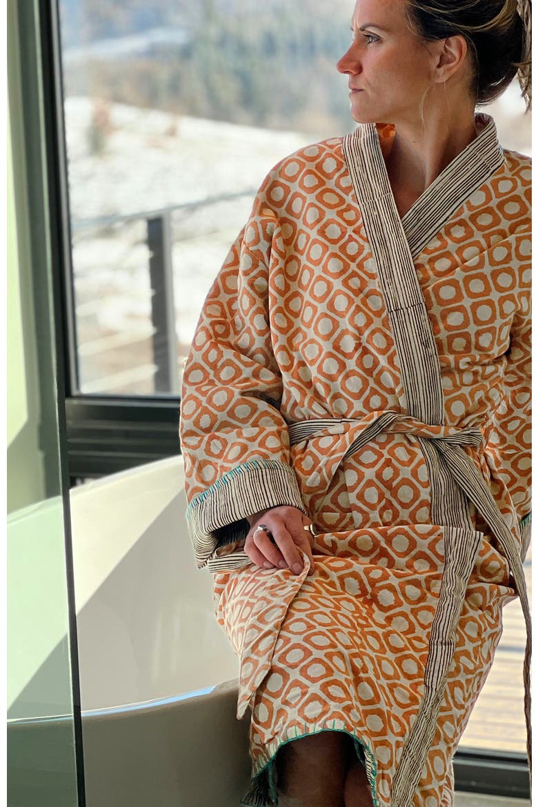 Block Print Reversible Robe, Alternate, color, Block Print