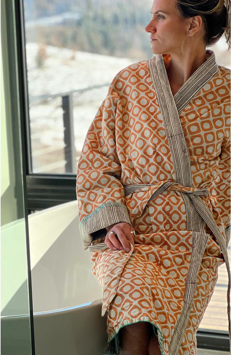 Verve Culture Block Print Reversible Robe, Alternate, color, Block Print