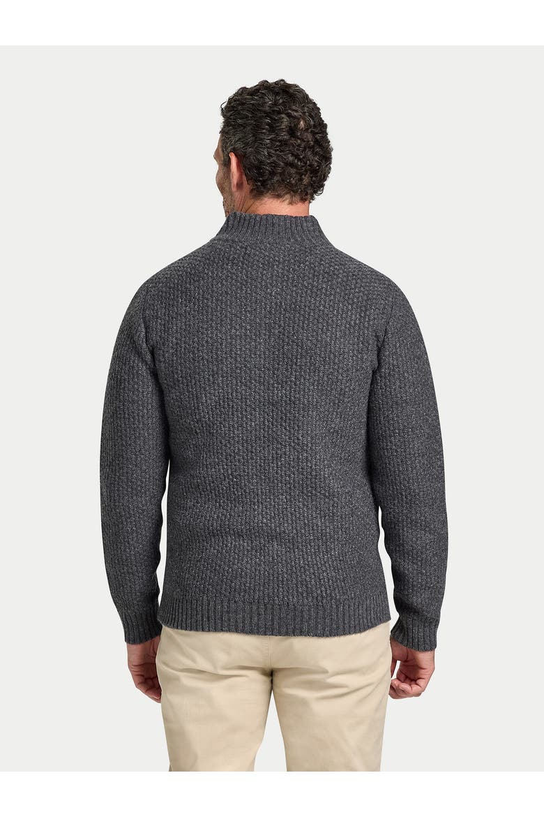 Chunky Textured Quarter Zip Knit Sweater, Alternate, color, Dark Grey Marl