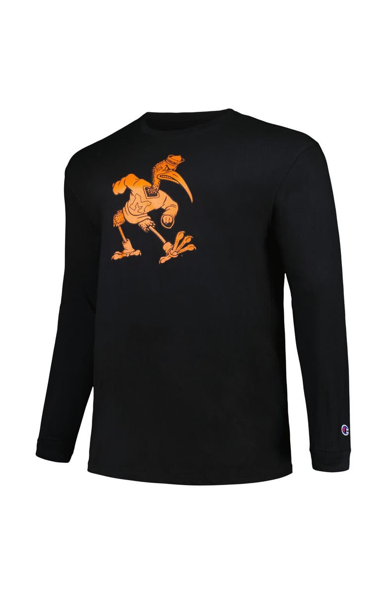 PROFILE Men's Profile Black Miami Hurricanes Big & Tall Pop Long Sleeve T-Shirt, Alternate, color, 