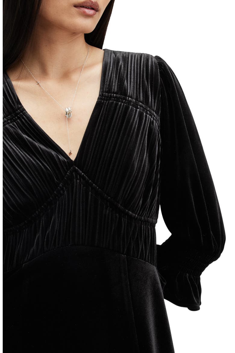 Ani Velvet Midi Dress, Alternate, color, BLACK