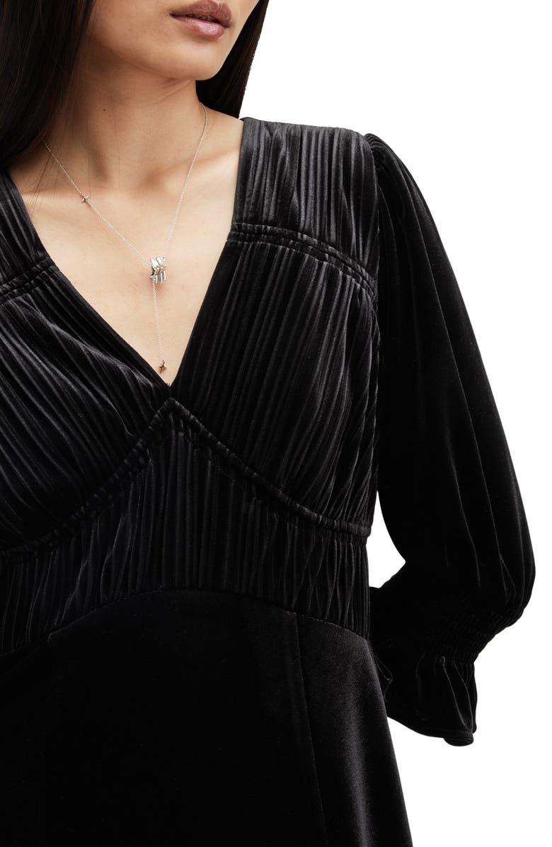 AllSaints Ani Velvet Midi Dress, Alternate, color, Black