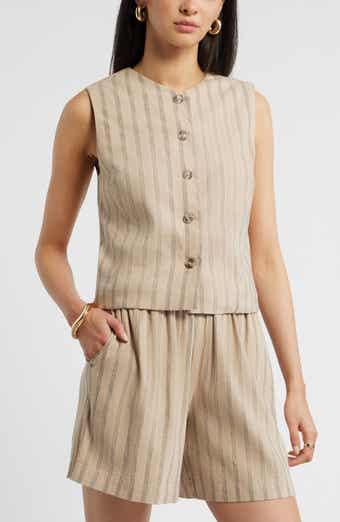 Stripe Linen Blend Vest