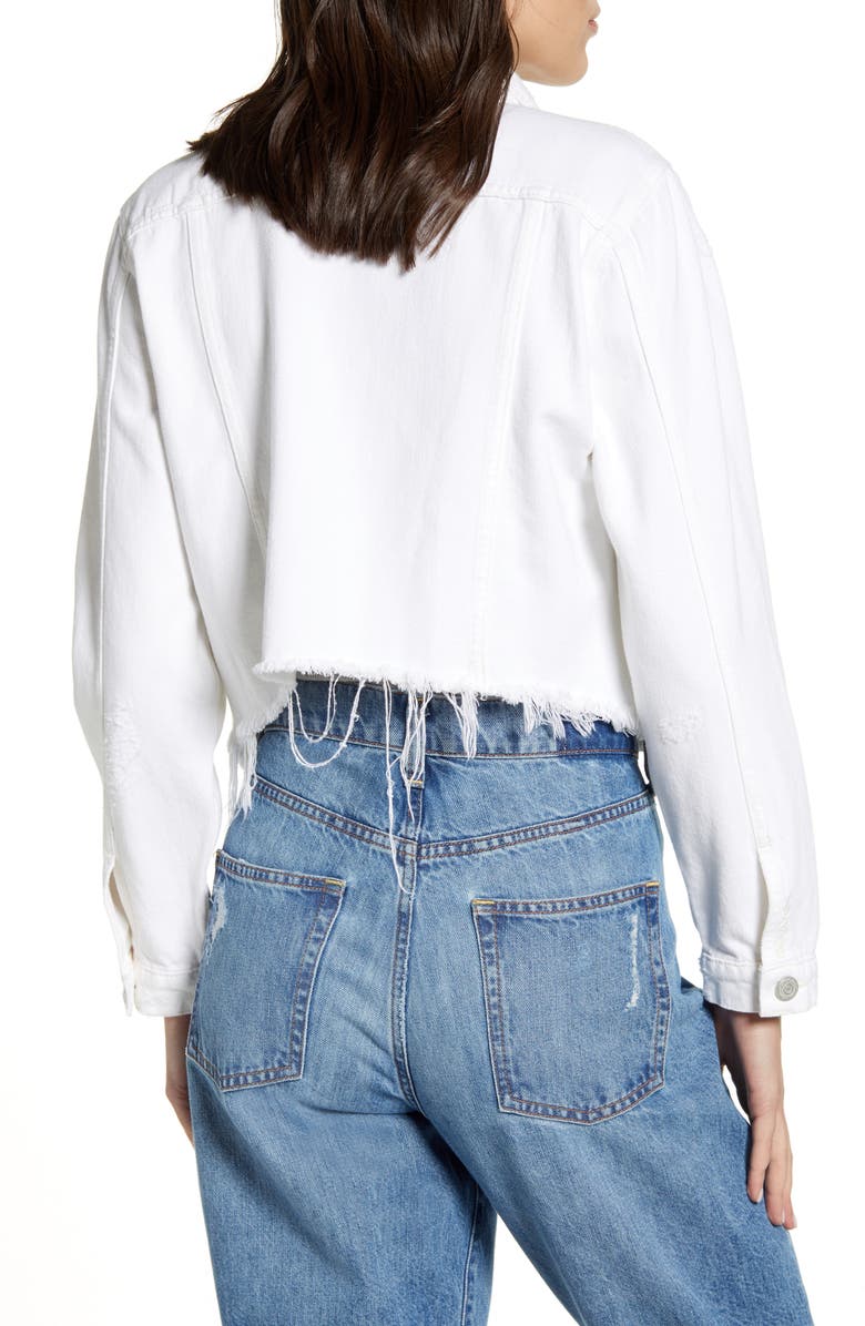 ÉTICA Lennox Raw Hem Crop Denim Trucker Jacket, Alternate, color, 