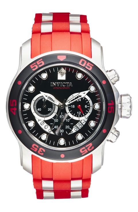Pro Diver Silicone Strap Chronograph Watch, 48mm