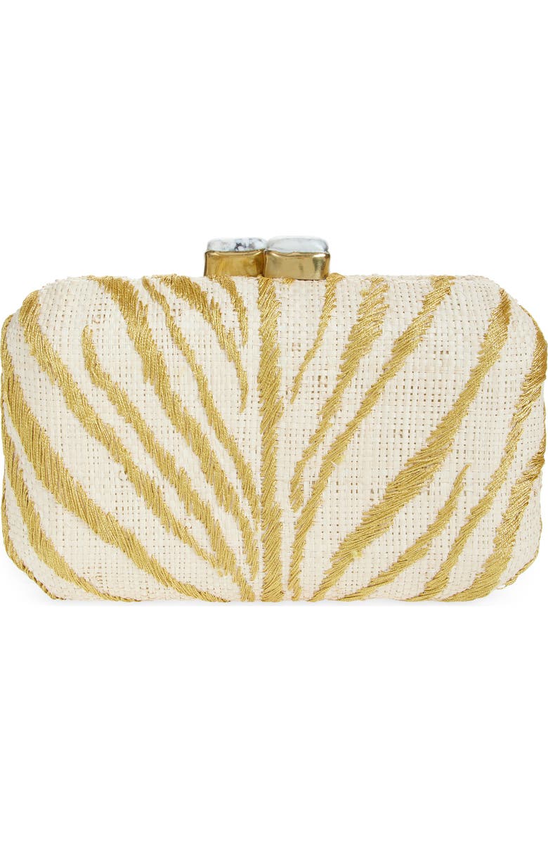 Pamela Munson Le Zoo Raffia Clutch, Main, color, Gold