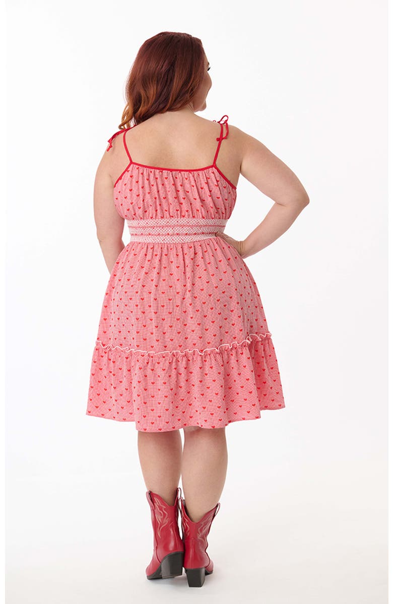 Smak Parlour Plus Size Tiered Flare Dress, Alternate, color, Red Hearts Gingham
