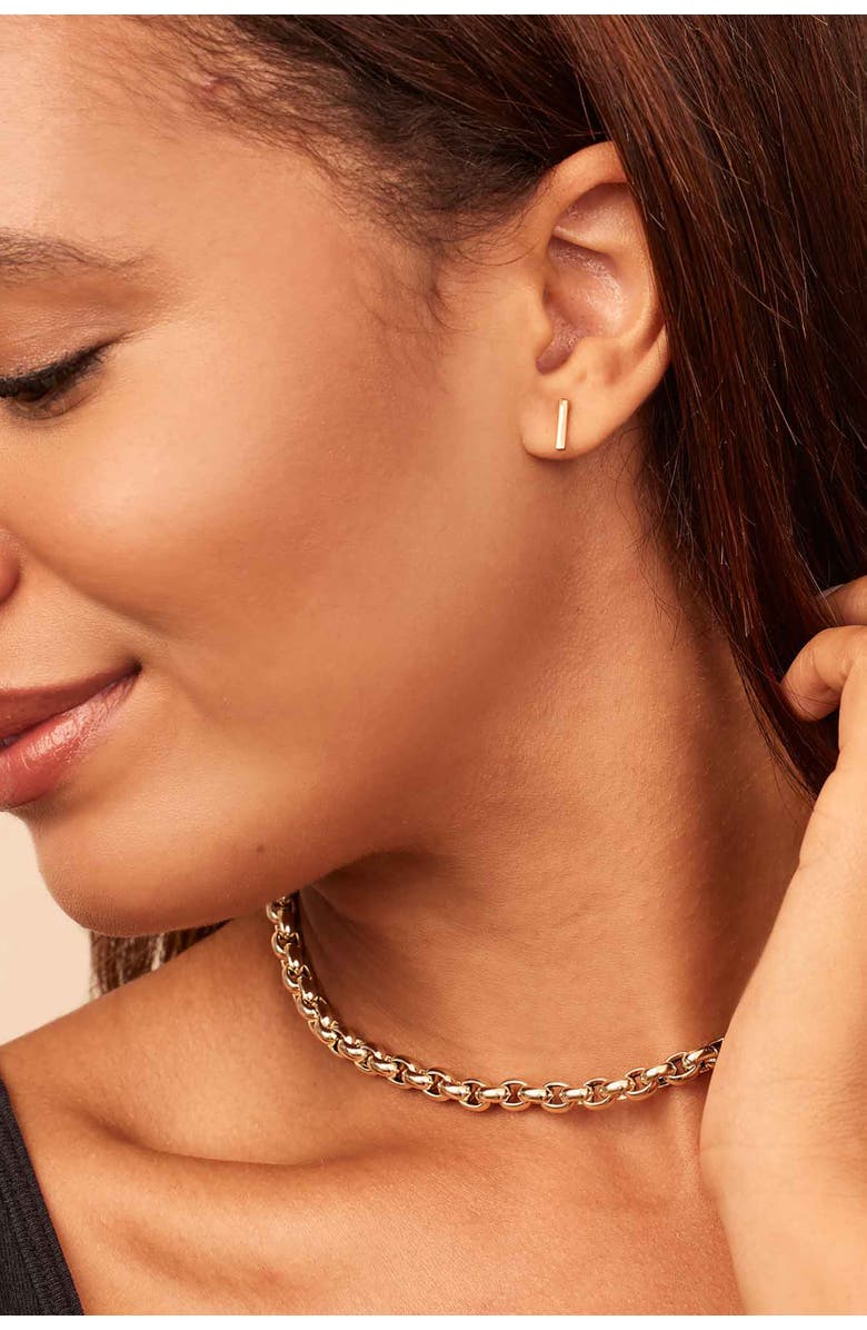 Oradina 14K Yellow Gold Pisa Bar Studs, Alternate, color, Yellow Gold